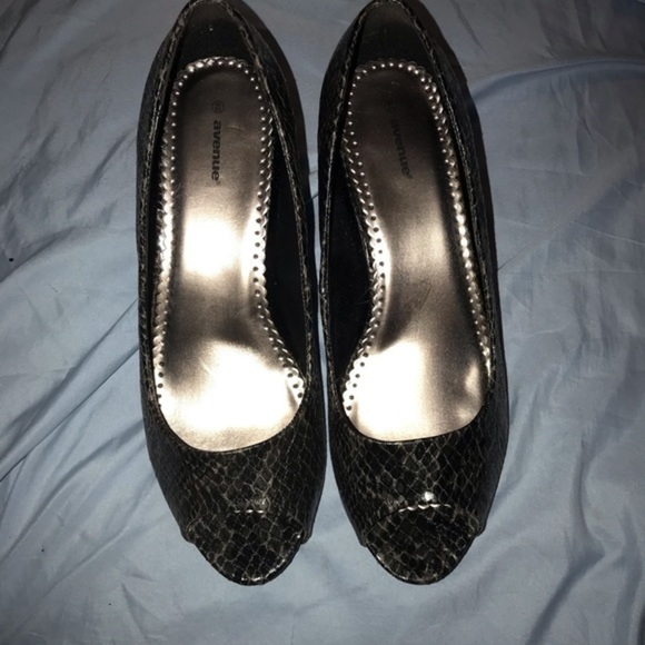 New Ella Black Snake print open toe heels size 13w - Picture 5 of 7